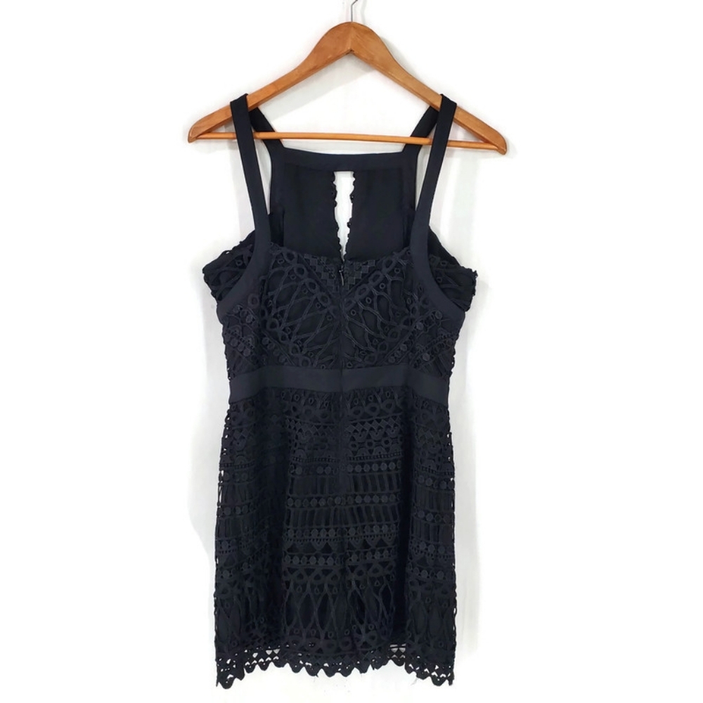 Adelyn Rae Black Fitted Lace Lined Romper Keyhole Front Comfortable Dressy Boho - Picture 2 of 11